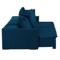 Sofá 5 Lugares 2.50 Mt Com Molas Retrátil E Reclinável Azul - 11