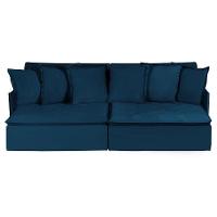 Sofá 5 Lugares 2.50 Mt Com Molas Retrátil E Reclinável Azul - 15