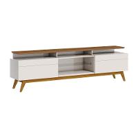 Rack Bancada 2 Gavetas Com Nicho 218cm Amy Off White/freijó - 1