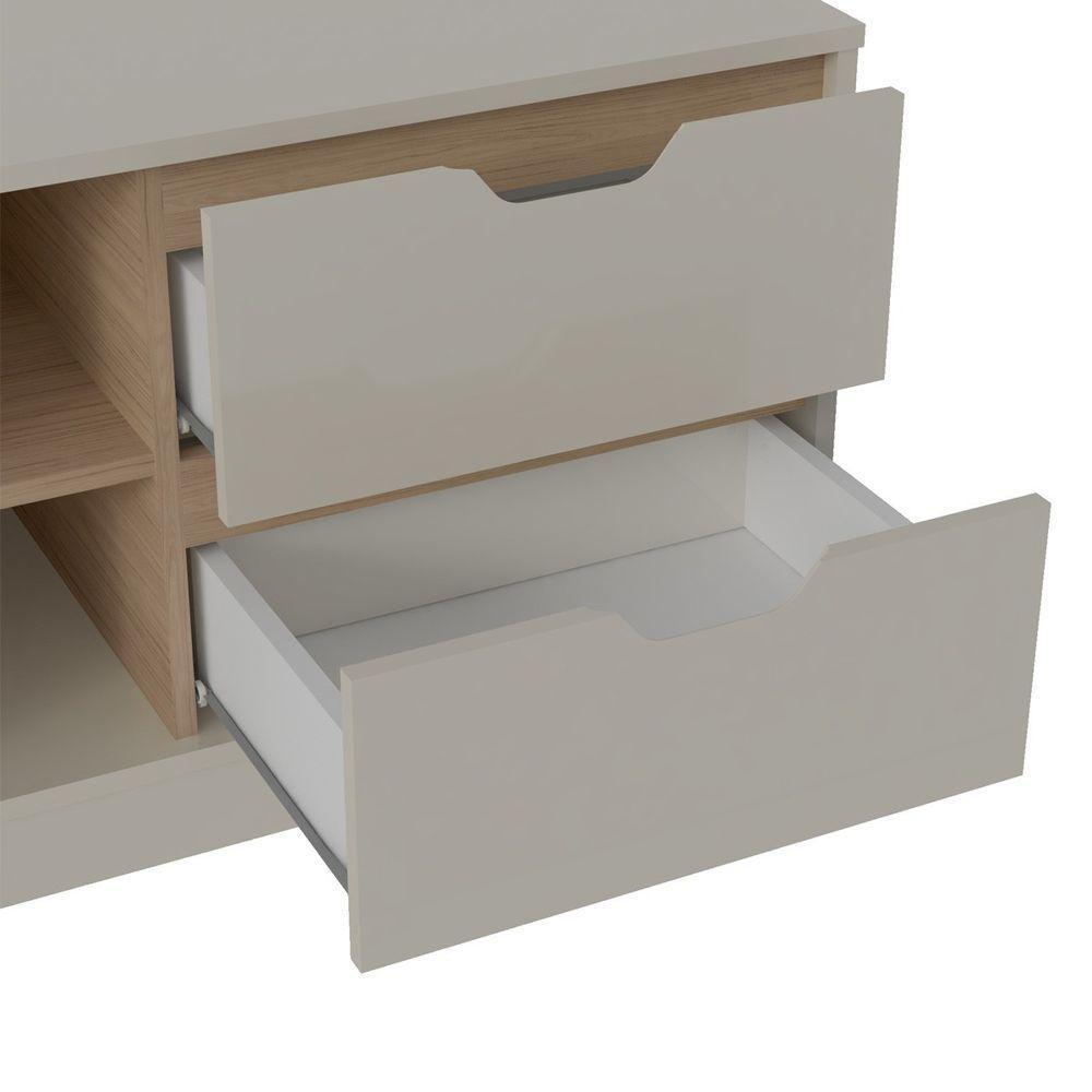 Rack Off White/carvalho Para Tv Até 60" 04 Portas 02 Gavetas - 3