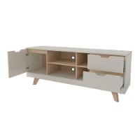 Rack Off White/carvalho Para Tv Até 60" 04 Portas 02 Gavetas