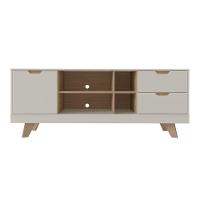 Rack Off White/carvalho Para Tv Até 60" 04 Portas 02 Gavetas - 5