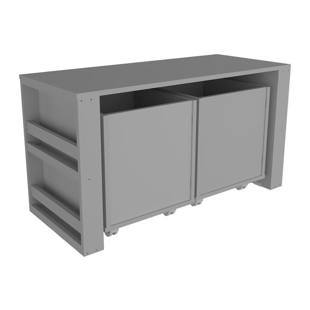 Rack Com Baús Porta Carrinhos E Livreiro Caleb Cinza 100% Mdf - 8