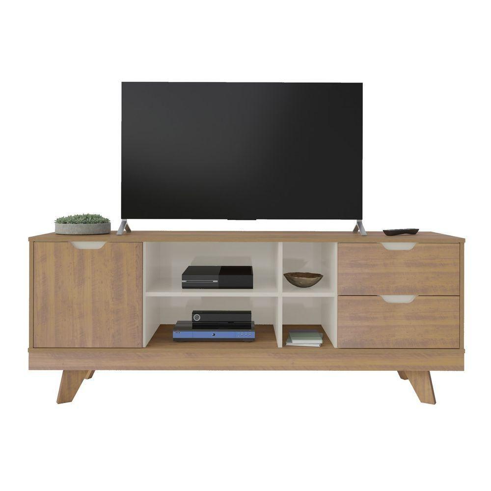 Rack Pinho/off White Para Tv Até 60" 04 Portas 02 Gavetas - 8
