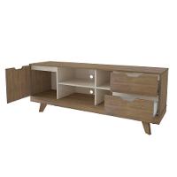 Rack Pinho/off White Para Tv Até 60" 04 Portas 02 Gavetas