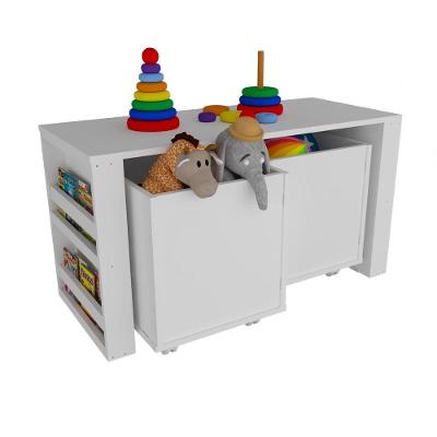Rack De Baús Com Porta Livros Livreiro Duplo Cadu 100% Mdf
