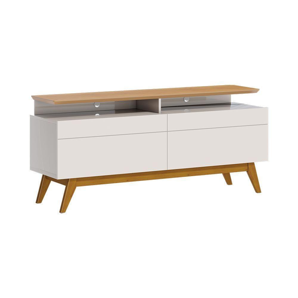 Rack Bancada 2 Gavetas Com Nicho 146cm Amy Off White/nature - 1