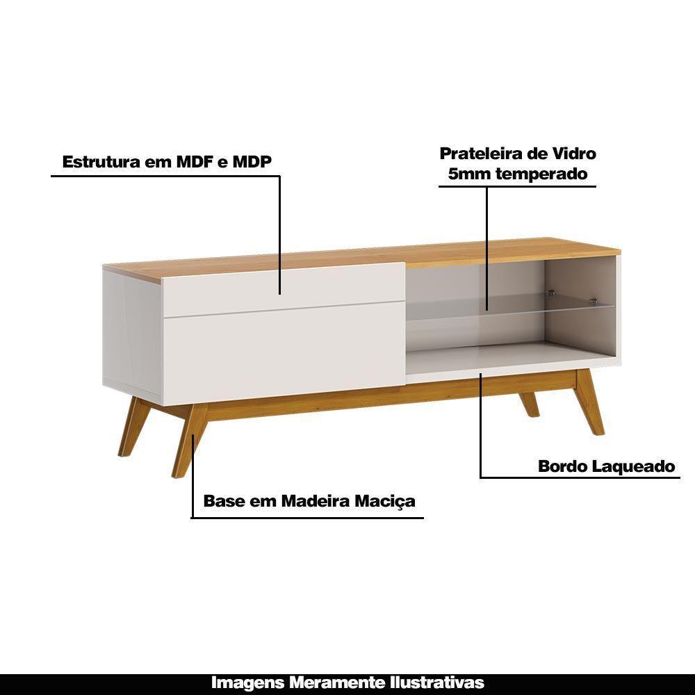 Rack Bancada 1 Gaveta 146cm Amy Off White/nature - 3