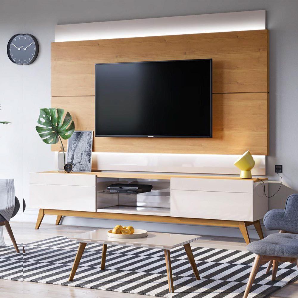 Rack Bancada 2 Gavetas 218cm Amy Off White/nature - 4