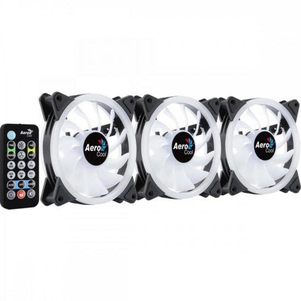 Kit 3 Coolers Duo 12 Pro Argb + Hub + Controle Aerocool - 8