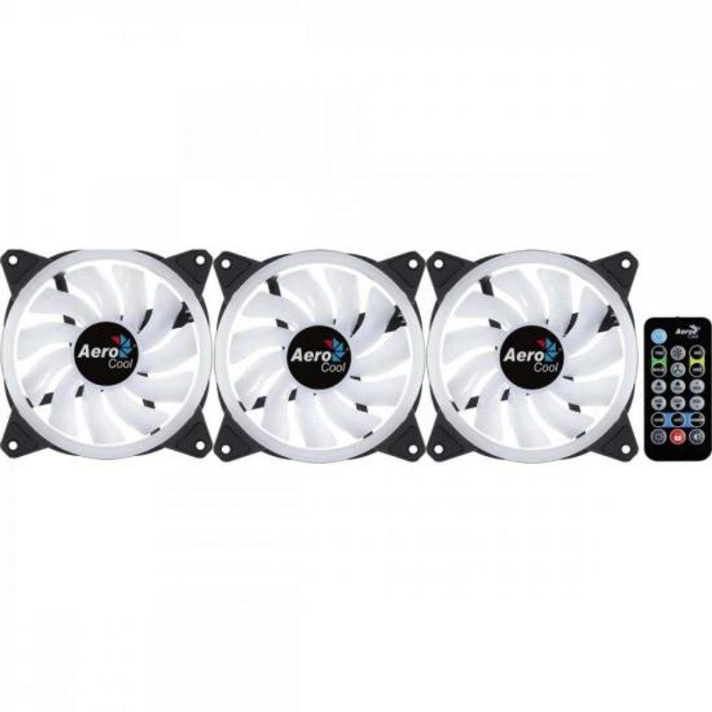 Kit 3 Coolers Duo 12 Pro Argb + Hub + Controle Aerocool - 9