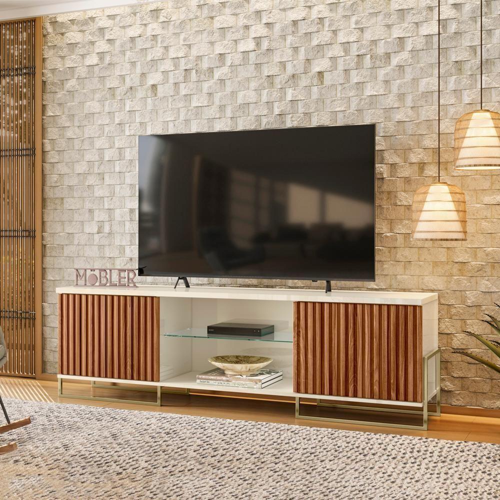 Rack Bancada Tv 75 Metha 180 Cm Cinamomo Mell Off White Mbl Cinamomo Mell Off White - 3