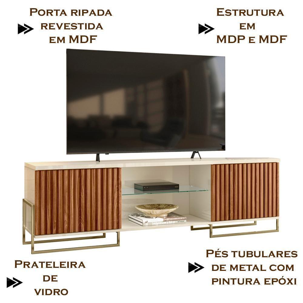 Rack Bancada Tv 75 Metha 180 Cm Cinamomo Mell Off White Mbl Cinamomo Mell Off White - 6