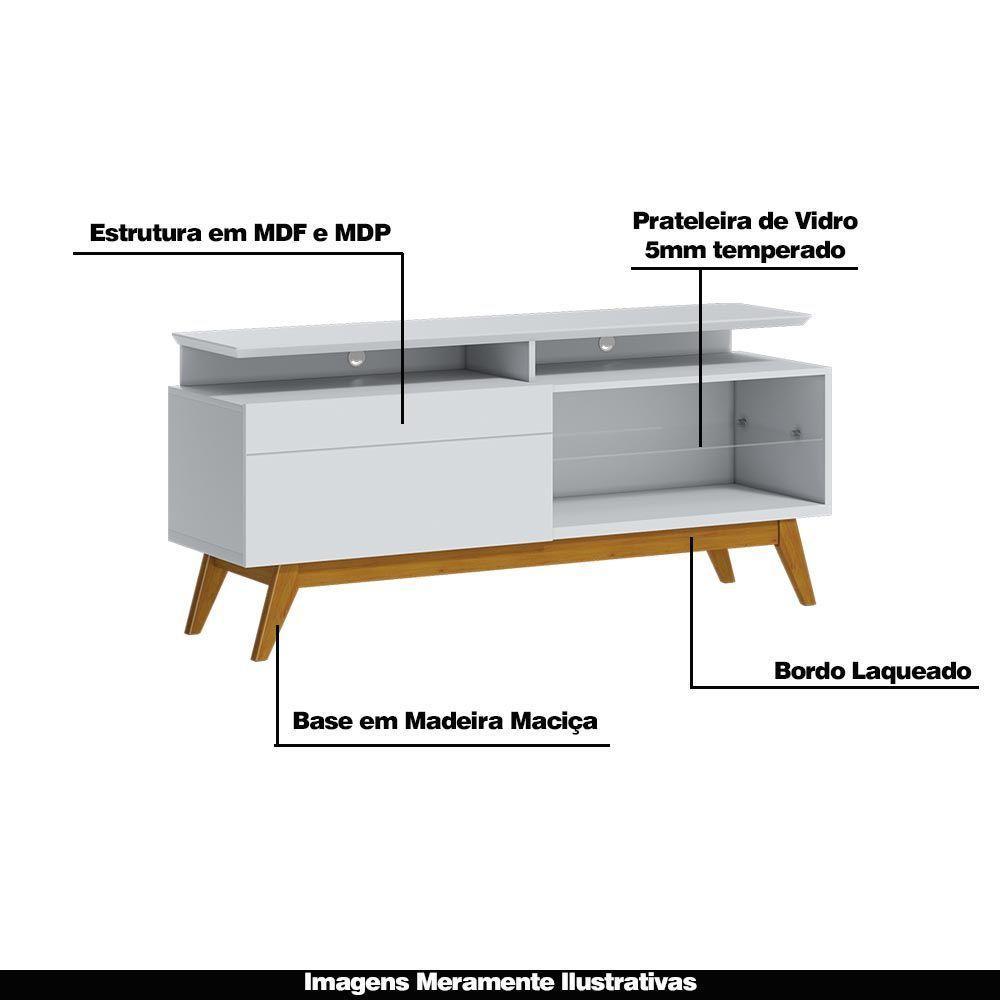 Rack Bancada 1 Gaveta Com Nicho 146cm Amy Branco Acetinado - 3