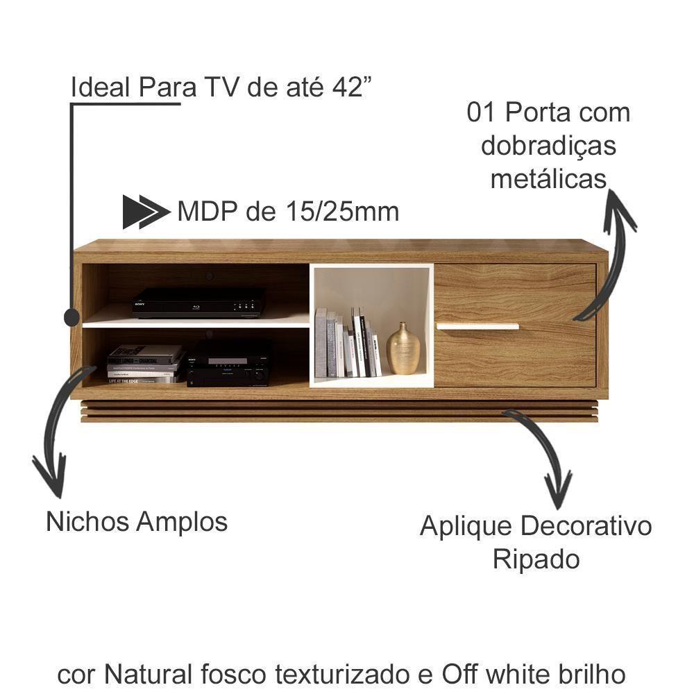 Rack 1 Porta Para Tv 42 Polegadas Ra2002  Off White Tecno Mobili  Off White - 6