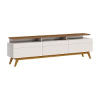 Rack Bancada 3 Gavetas Com Nicho 218cm Amy Off White/freijó - 1