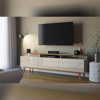 Rack Bancada 3 Gavetas Com Nicho 218cm Amy Off White/freijó - 2