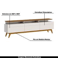 Rack Bancada 3 Gavetas Com Nicho 218cm Amy Off White/freijó