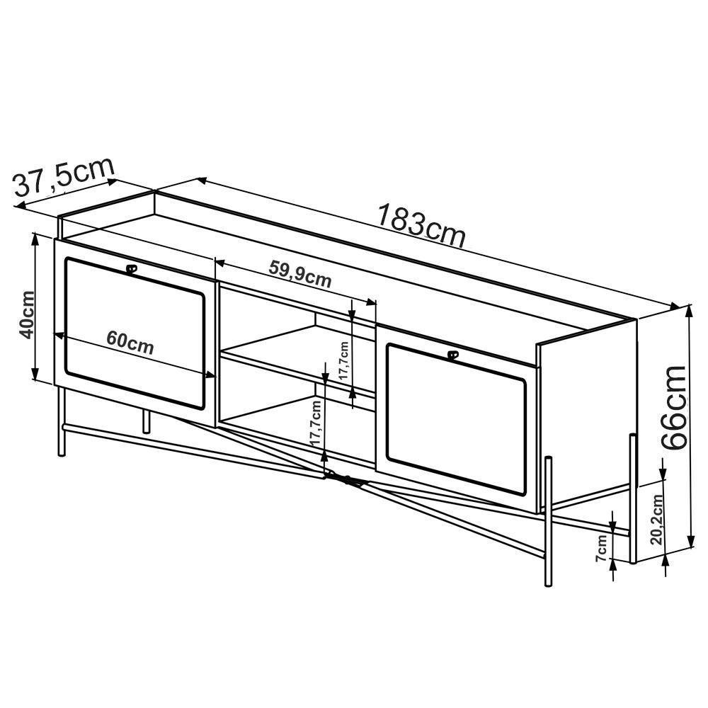Rack p/Tv 70 Pol Palhinha 28930 Linha Oslo Hanover Artesano - 7