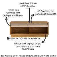 Rack 2 Gavetas Para Tv 42'' Ra2003 Natural Off White - 2