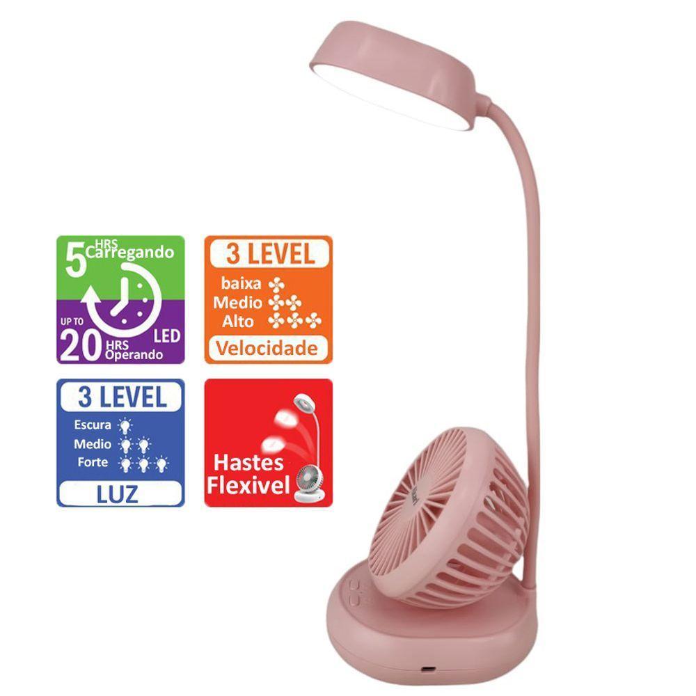 Luminaria Ventilador 2 Em 1 Ajustavel Led Flexivel Abajur - 2