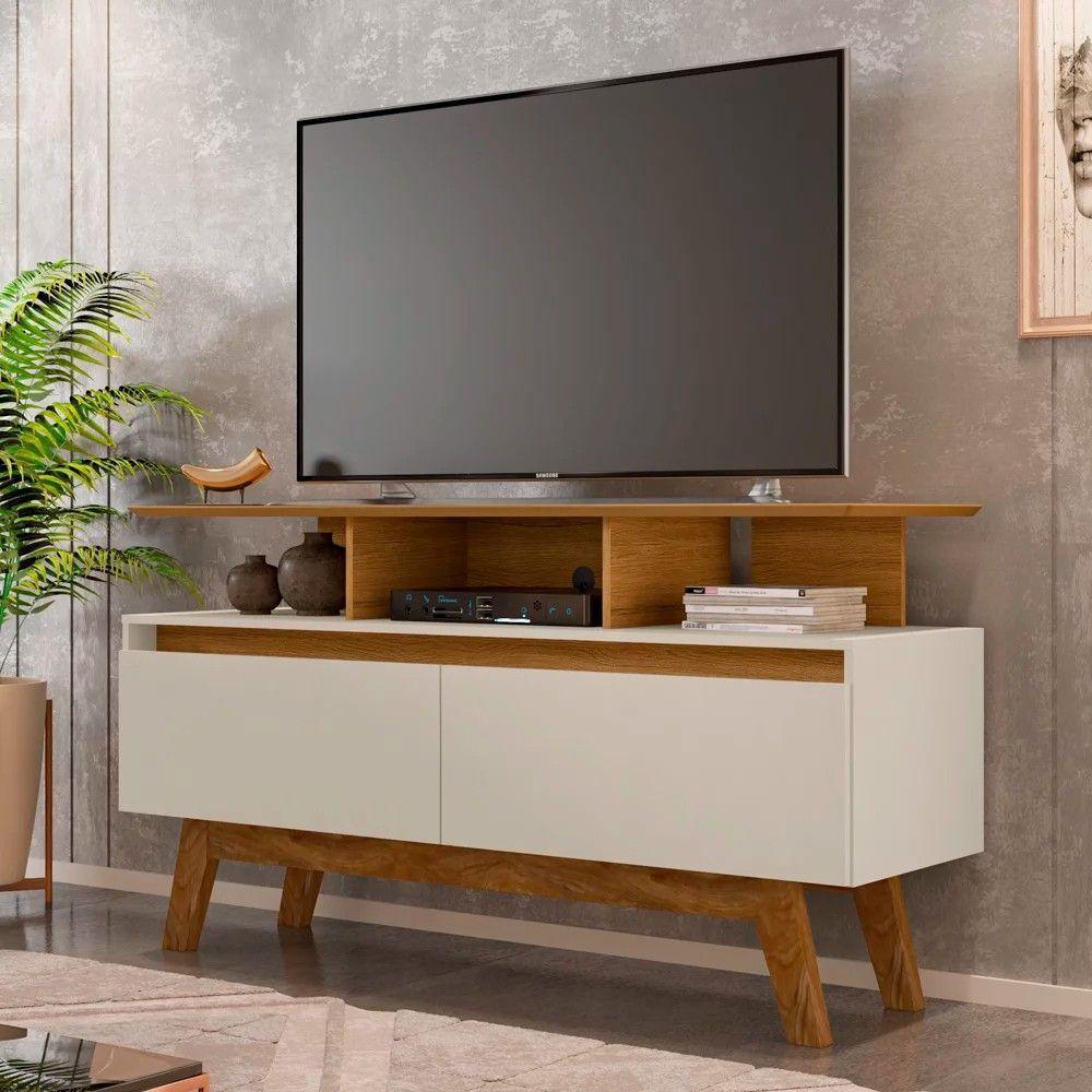 Rack Bancada Para Tv Até 50" 2 Portas Cinamomo/off White - 5