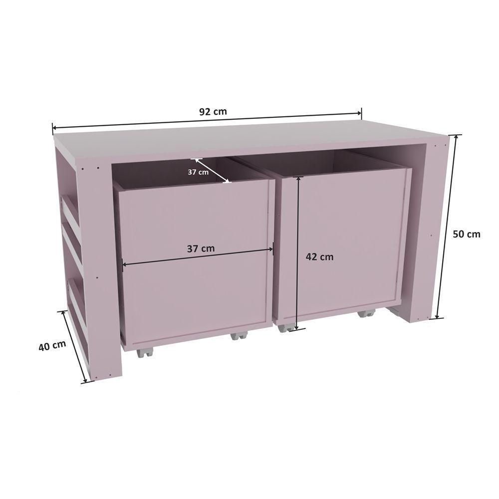 Rack Com Baús Porta Carrinhos E Livreiro Caleb Rose 100% Mdf - 4