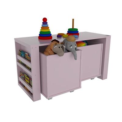 Rack Com Baús Porta Carrinhos E Livreiro Caleb Rose 100% Mdf