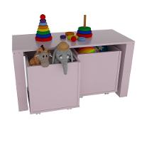 Rack Com Baús Porta Carrinhos E Livreiro Caleb Rose 100% Mdf - 8