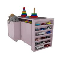 Rack Com Baús Porta Carrinhos E Livreiro Caleb Rose 100% Mdf - 9