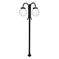 Poste Luminária Globo P Duplo Braço Curvo Cima Preto 200cm - 1
