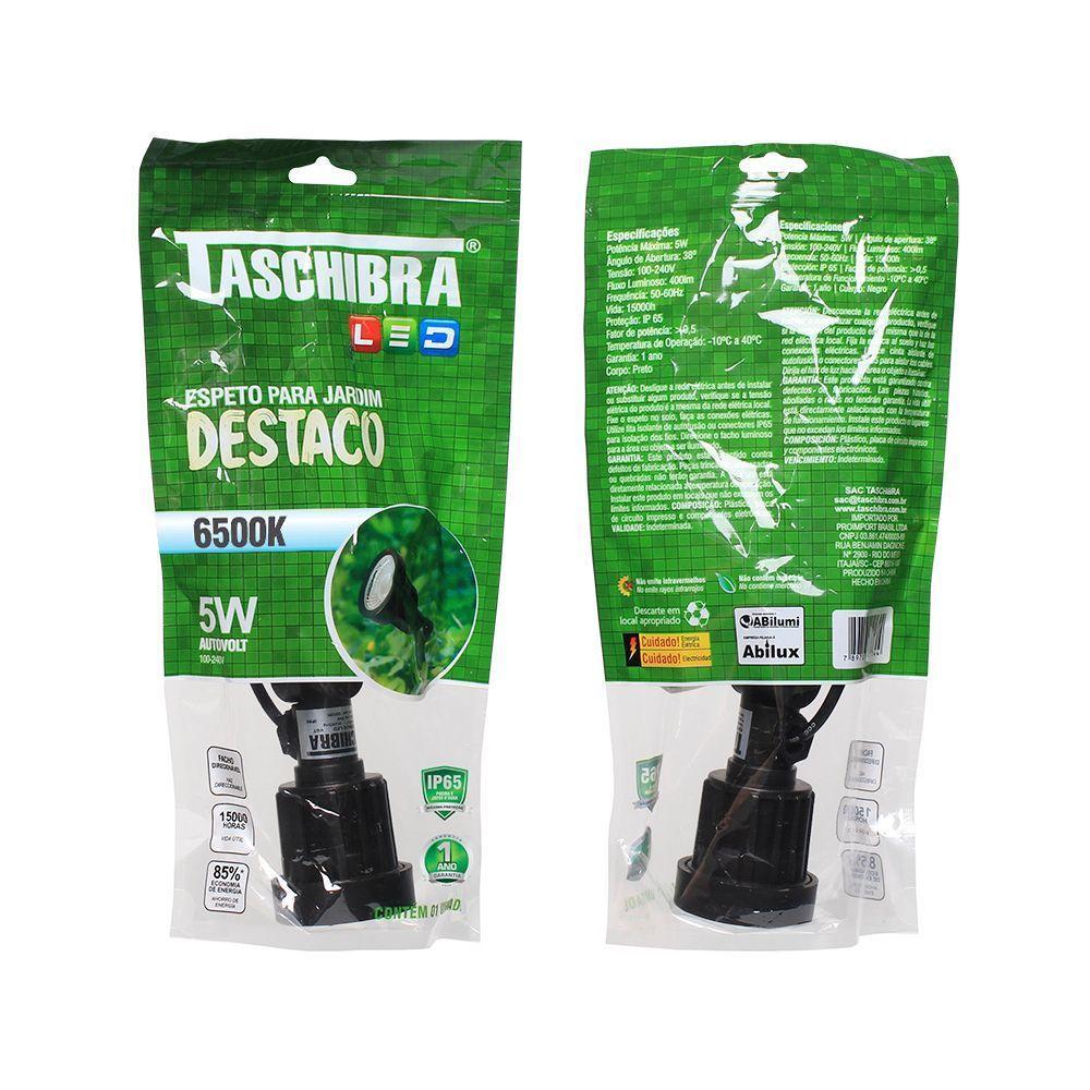 Espeto P/ Jardim Taschibra Destaco Led Integrado 5w Preto Bivolt 6500k Luz Fria - 1