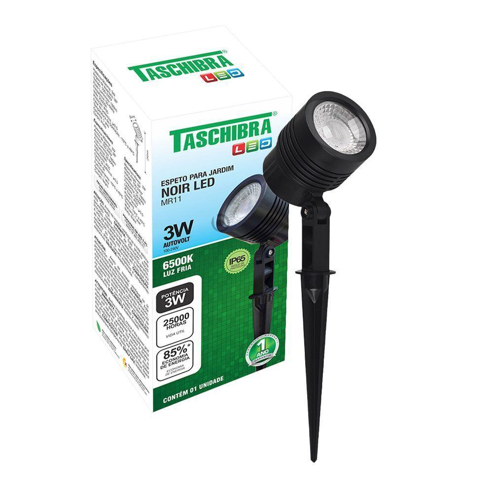 Espeto Led Para Jardim Taschibra Noir Mr11 3w Preto Bivolt 6500k Luz Fria - 1