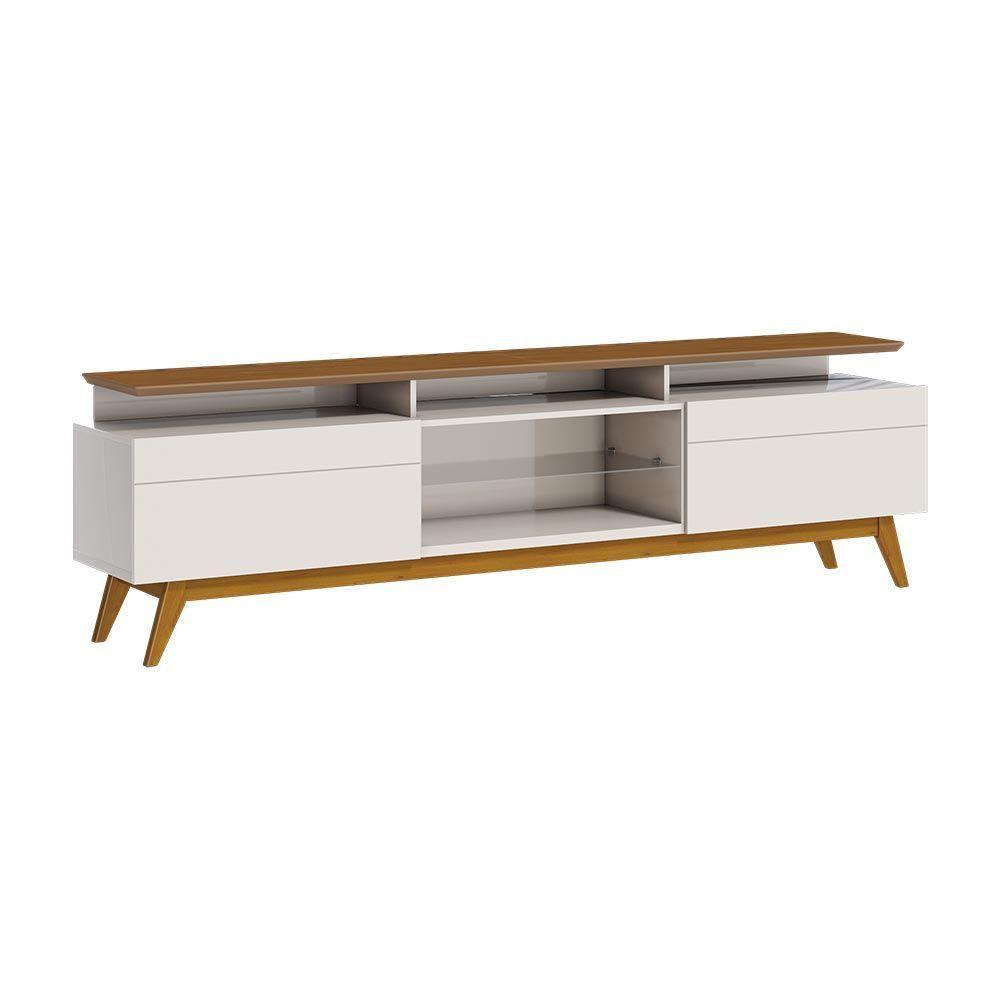 Rack Bancada 2 Gavetas Com Nicho 180cm Amy Off White/freijó - 1