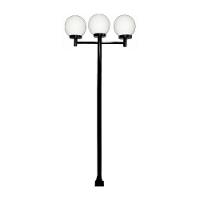 Poste Luminária Triplo Globo P Braço Reto Jardim Preto 300Cm - 1