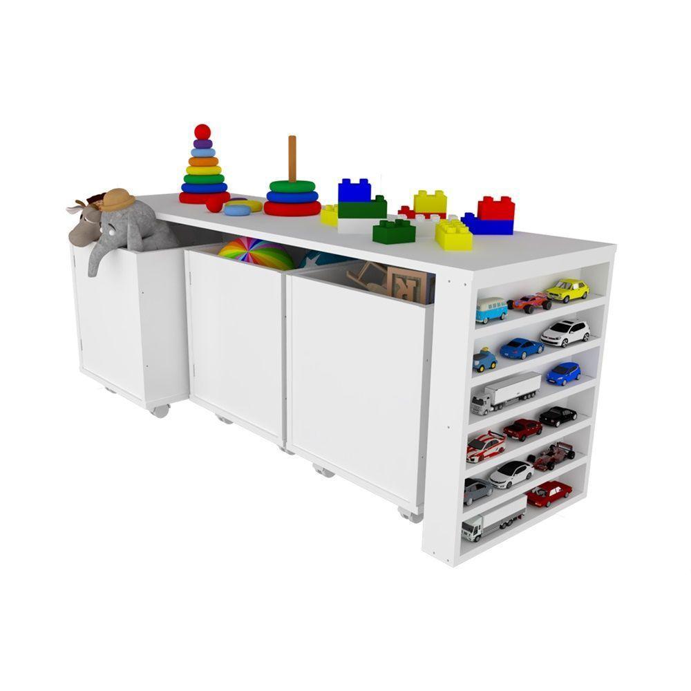 Rack Com Baús E Porta Carrinhos Duplo Cássio 100% Mdf - 4