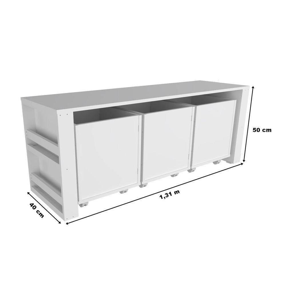 Rack Com Baús E Porta Livros Livreiro Duplo Camael 100% Mdf - 2