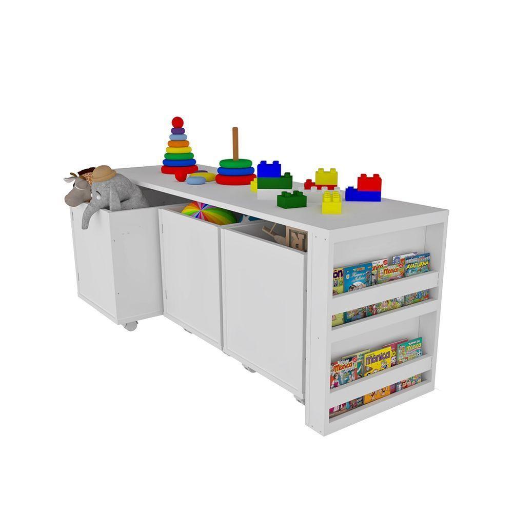 Rack Com Baús E Porta Livros Livreiro Duplo Camael 100% Mdf - 4