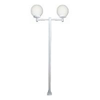 Poste Luminária Dupla Globo G Braço Reto Jardim Branco 200Cm - 1