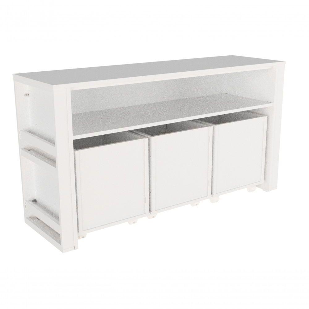 Rack Com Baús Infantil E Porta Livros Larissa 100% Mdf - 1