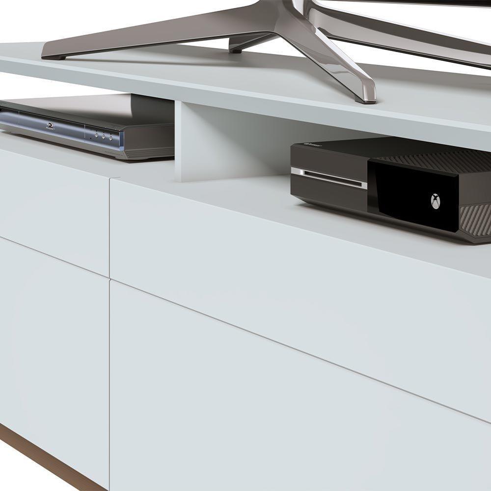 Rack Bancada 2 Gavetas Com Nicho 146cm Amy Branco Acetinado - 3