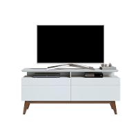 Rack Bancada 2 Gavetas Com Nicho 146cm Amy Branco Acetinado