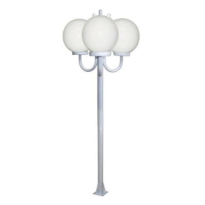 Poste Luminária Globo G Triplo Braço Cima Branco 200cm