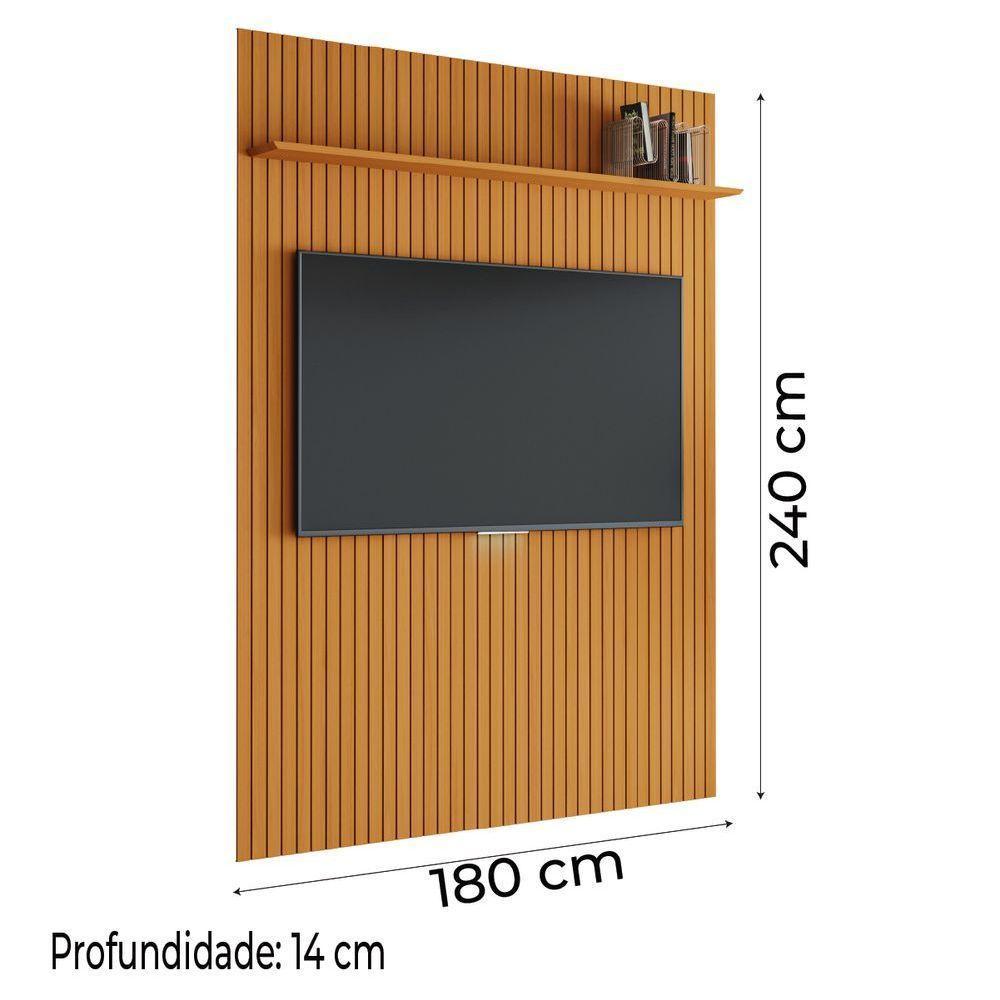 Painel Para Tv Até 70 Polegadas 1,80x2,40m Ripado Com Prateleira Arbo Cedro Edn Nature - 4
