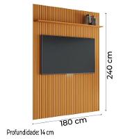 Painel Para Tv Até 70 Polegadas 1,80x2,40m Ripado Com Prateleira Arbo Cedro Edn Nature