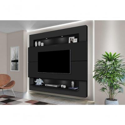 Painel Para Tv 75" Com Nicho E Prateleira 217 Preto Luapa