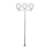 Poste Luminária Triplo Globo G Braço Reto Jardim Branco 3mt - 1