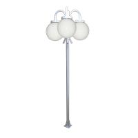 Poste Luminária Globo P Triplo Braço Curvo Baixo Branco 2mt - 1