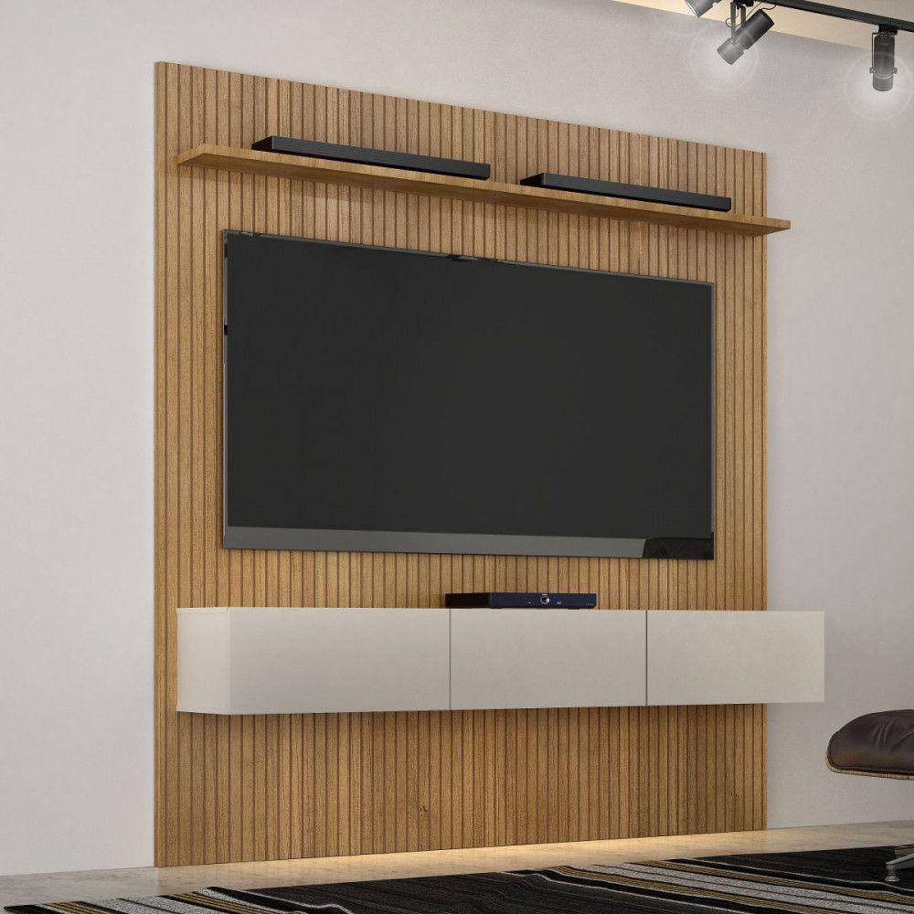 Estante Home Curitiba Para Tv De Até 60 Polegadas Cinamomo Com Off White Valdemoveis Cinamomo Com Off White - 3