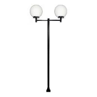 Poste Luminária Dupla Globo G Braço Reto Preto 300cm - 1